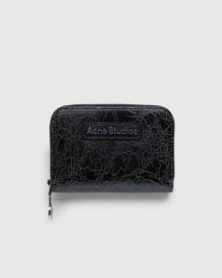 Acne Studios Portefeuille Zippe En Cuir Noir | Portefeuilles