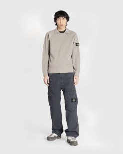 Stone Island Chemise En Maille A Col Italien Gris Tourterelle | Tricots