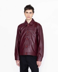 Highsnobiety HS05 Veste En Cuir Bordeaux | Vetements D'Exterieur