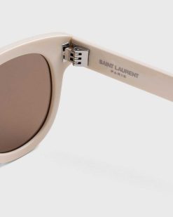 Saint Laurent Lunettes De Soleil A Monture Ronde Sl 571 Ivoire/Marron | Des Lunettes De Soleil