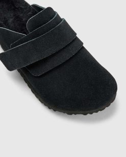 Birkenstock Shearling Nagoya Ardoise/Noir | Des Sandales