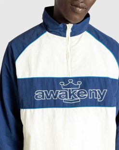 Awake NY Veste En Nylon Quart Zip Blanc Casse | Vetements D'Exterieur