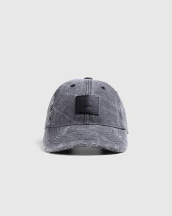 Acne Studios Casquette Patch En Cuir Gris Carbone | Chapeaux