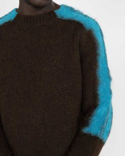 Jil Sander Pull Raye En Laine D'Alpaga Marron/Bleu | Tricots