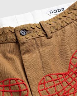 Bode Pantalon Field Maple Marron/Rouge | Pantalon