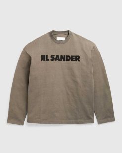 Jil Sander T-Shirt Logo Manches Longues Vert Thym | T-Shirts