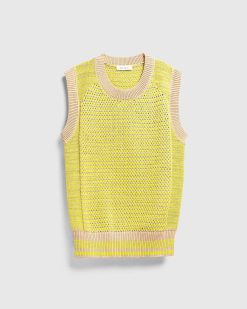 Wales Bonner Unity Pull Gilet Citron Vert/Beige | Tricots