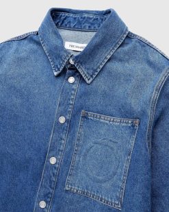 Trussardi Chemise En Jean Gaufre Bleu | Chemises