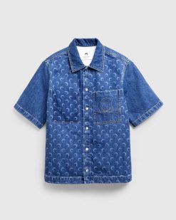 Marine Serre Chemise De Travail En Denim Deadstock Bleu | Chemises