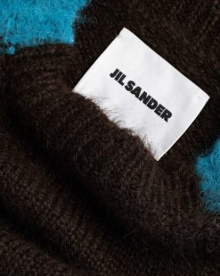 Jil Sander Pull Raye En Laine D'Alpaga Marron/Bleu | Tricots