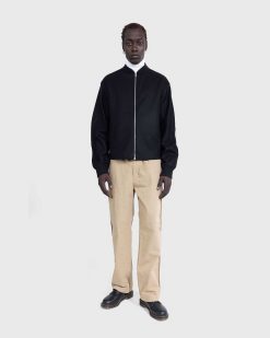 Jil Sander Veste Melton En Laine Entierement Zippee Noir | Vetements D'Exterieur