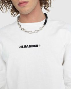 Jil Sander T-Shirt Logo Manches Longues Blanc Porcelaine | T-Shirts