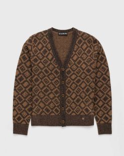 Acne Studios Cardigan Carreaux Visage Marron Toffee | Tricots