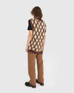 Ahluwalia Kingpin Gilet Tricote Marron | Tricots