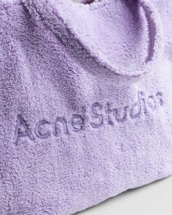 Acne Studios Sac Fourre-Tout A Bandouliere Avec Logo En Fourrure Lilas Violet | Sacs