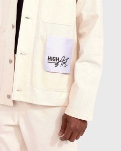 Highsnobiety Veste De Peintre En Toile A Panneaux Mixtes Highart Blanc Casse | Vetements D'Exterieur