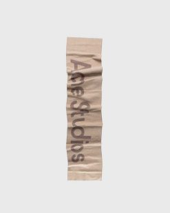 Acne Studios Echarpe Jacquard Logo Camel Marron | Accessoires D'Hiver