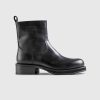 Acne Studios Bottines En Cuir Pulverise Noir | Bottes