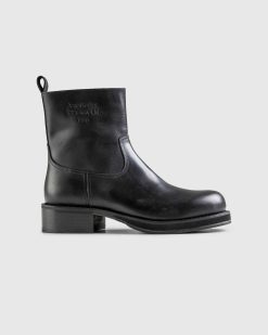 Acne Studios Bottines En Cuir Pulverise Noir | Bottes