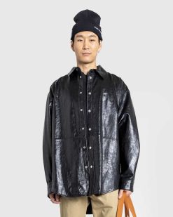 Acne Studios Veste Chemise En Cuir Noir | Chemises