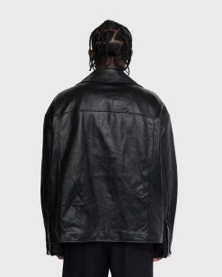 Acne Studios Veste En Cuir Vieilli Noir | Vetements D'Exterieur