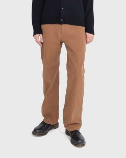 Auralee Pantalon En Toile Lourde Lavee Marron | Pantalon