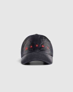 Marni Casquette Logo A Six Panneaux Noir | Chapeaux