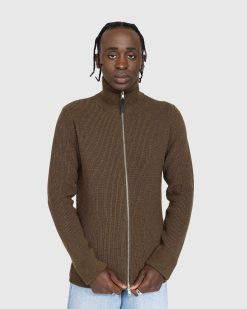 Maison Margiela Cardigan Zippe En Maille Marron | Tricots