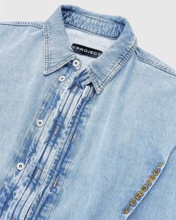 Y/Project Chemise En Jean A Crochet Et Oeil Bleu Glace | Chemises