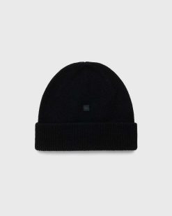 Acne Studios Bonnet Micro Face Patch Noir | Accessoires D'Hiver