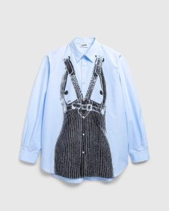 Jean Paul Gaultier Chemise Popeline Imprimee Madonna Trompe L'Oeil Bleu Bebe/Noir | Chemises