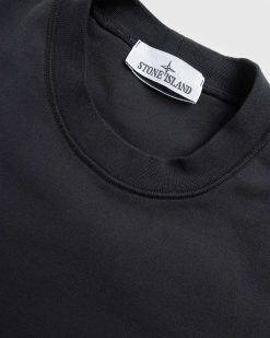 Stone Island Sweat-Shirt Ras Du Cou Teint En Piece Noir | Sueurs