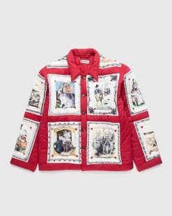 Bode Veste Matelassee Storytime Rouge Multi | Vetements D'Exterieur