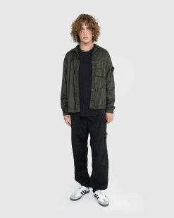 Stone Island Surchemise Nylon Enduit Olive | Chemises