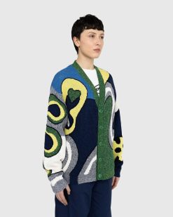 Kenzo Cardigan Laine Rayure Ondulee Bleu Nuit | Tricots