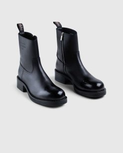 Acne Studios Bottines En Cuir Pulverise Noir | Bottes