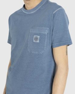 Stone Island T-Shirt A Poche Bleu Fonce | T-Shirts