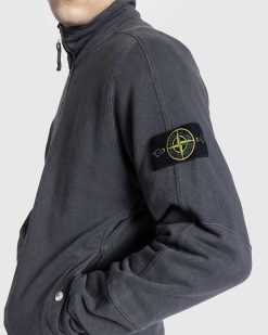 Stone Island Sweat-Shirt Entierement Zippe Charbon | Sueurs