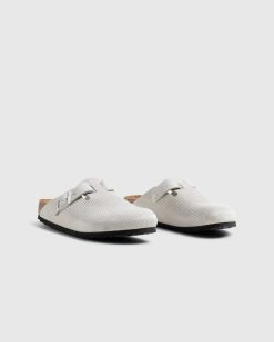 Birkenstock Boston Cuir Daim Velours Cotele Blanc Antique | Des Sandales