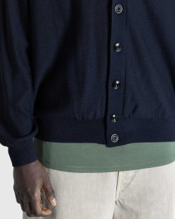 Lemaire Cardigan Torsade Decontracte Bleu Marine Fonce | Tricots