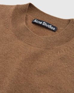 Acne Studios Pull Col Rond En Laine Marron Toffee | Tricots