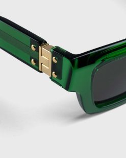 Bottega Veneta Lunettes De Soleil Carrees En Acetate A Charniere Vert | Des Lunettes De Soleil