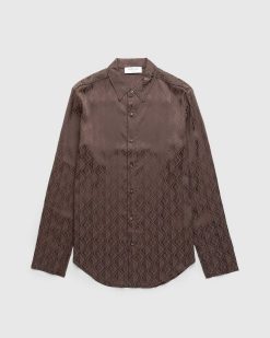 Marine Serre Chemisier Moon Diamant Satin Jacquard Marron | Chemises