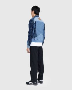 Marine Serre Veste De Travail Moonogram En Denim Regenere Bleu Fonce Moyen | Vetements D'Exterieur