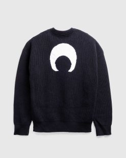 Marine Serre Pull A Col Rond Core Knit Noir | Tricots