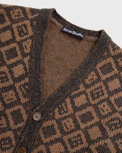 Acne Studios Cardigan Carreaux Visage Marron Toffee | Tricots