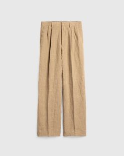 Auralee Pantalon Lin Soie Tweed Marron | Pantalon