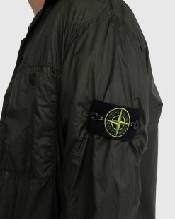 Stone Island Surchemise Nylon Enduit Olive | Chemises