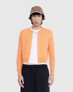 Acne Studios Cardigan A Col Rond Mandarin Orange Melange | Tricots