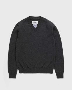 Maison Margiela Pull Col V Cachemire Gris | Tricots